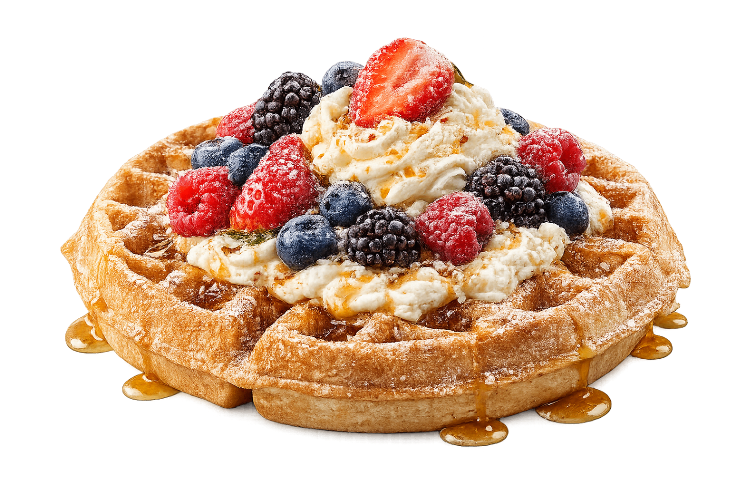 Berry waffles with whipped cream